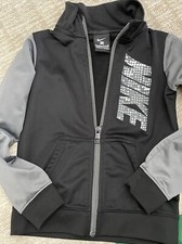 NIKE Black Zip Up Jacket Size 5 Small Boys Track Athletic Lightweight Jacket