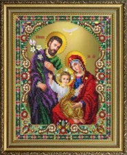 Bead embroidery kit Icon Holy Family hand embroidery needlework kit