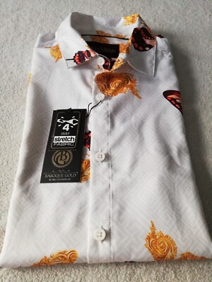 Baroque Gold Large All Over Print Long Sleeve 4 Way Stretch Fabric New
