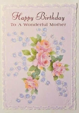1 Birthday Greeting Card/Envelope Mother Mom Love Happy Step Friend Flowers Wish