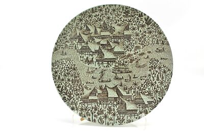 Rare Vintage 12'' Exotic Asian Pacific Hoyrup Nymolle Denmark Faience Wall Plate