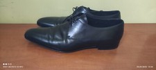Prada Men's Dress Shoes Lace Up Oxford Cap Toe Black Leather Size 8 2E