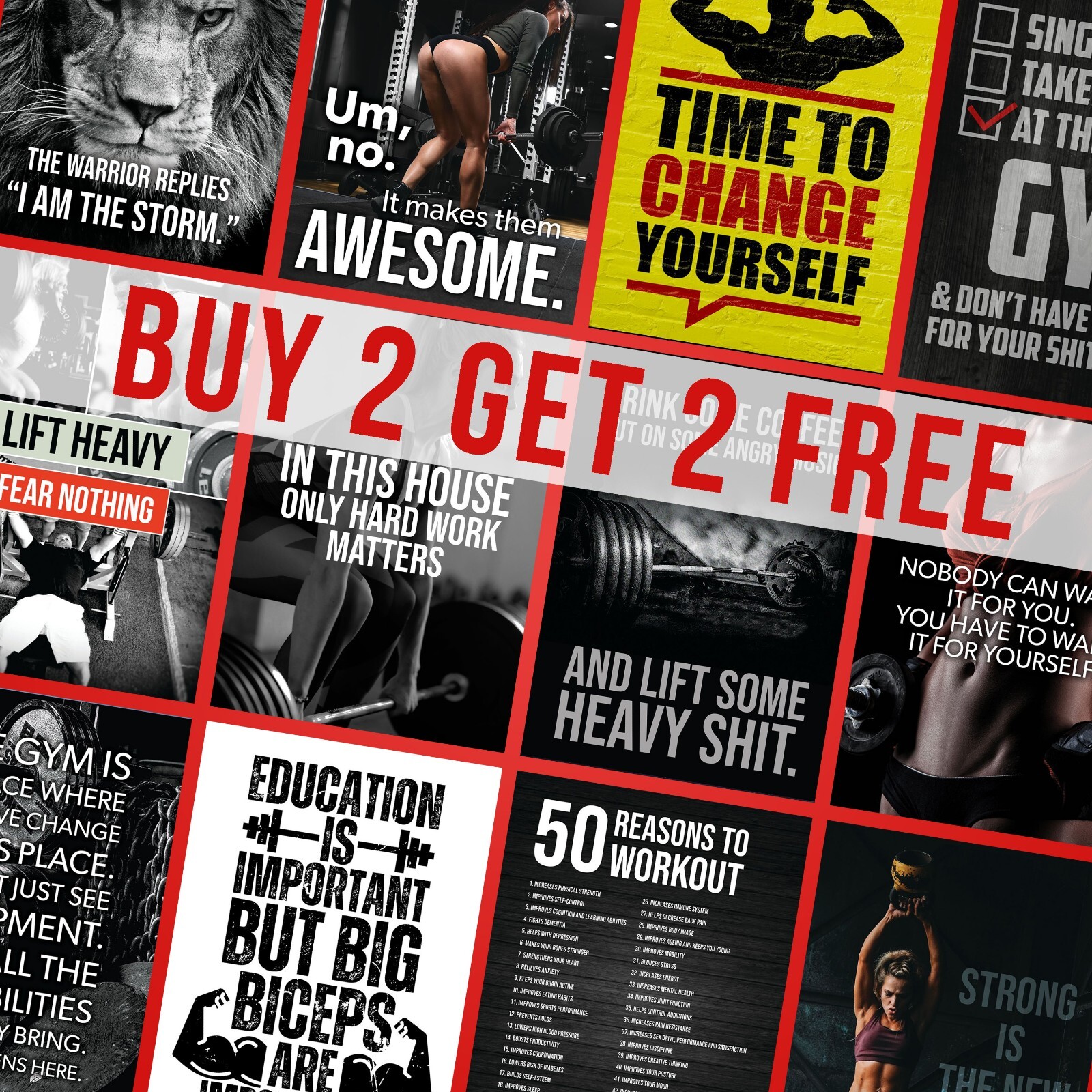 Gym Motivational Posters Work Out Insperational Quotes Wall Art | eBay UK