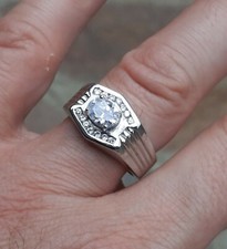 ANELLO ARGENTO 925 UOMO solitari  modello bulgari zirconi taglio brillante $ 