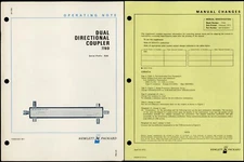 1971 HP HEWLETT PACKARD 778D DUAL DIRECTIONAL COUPLER OPERATING NOTE & CHANGES