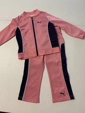EUC - PUMA Baby GIRL Pink/Blue Track Jacket & Pants Set 24M