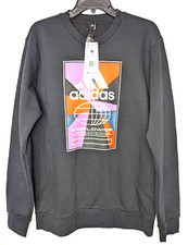 Adidas Sweater Sweatshirt Black Multicolor Multisport 3 Stripes Men Medium NEW