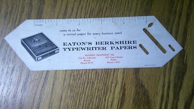 advertising Eaton's Berkshire type writers papers phone 9173 Peoria, Ill      7B