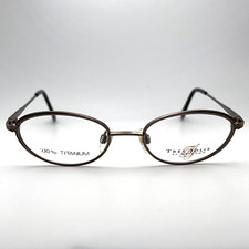 Marchon Tres Jolie 16T Eyeglass Frames Oval Metal Titanium Mink Brown 48-18-135