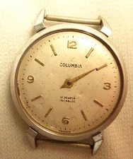 Columbia Wristwatch 17J Parts or Repair Vintage France Men's