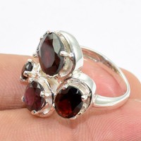 Solid 925 Sterling Silver Garnet Jewelry Ring Us 7 Ak939 Solid 925 Sterling Silver Garnet Jewelry Ring Us 7 Ak939