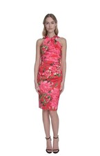 NWT Eliza J Pink Floral Sheath Dress Size 8 Bow Back Sleeveless Midi MSRP $168