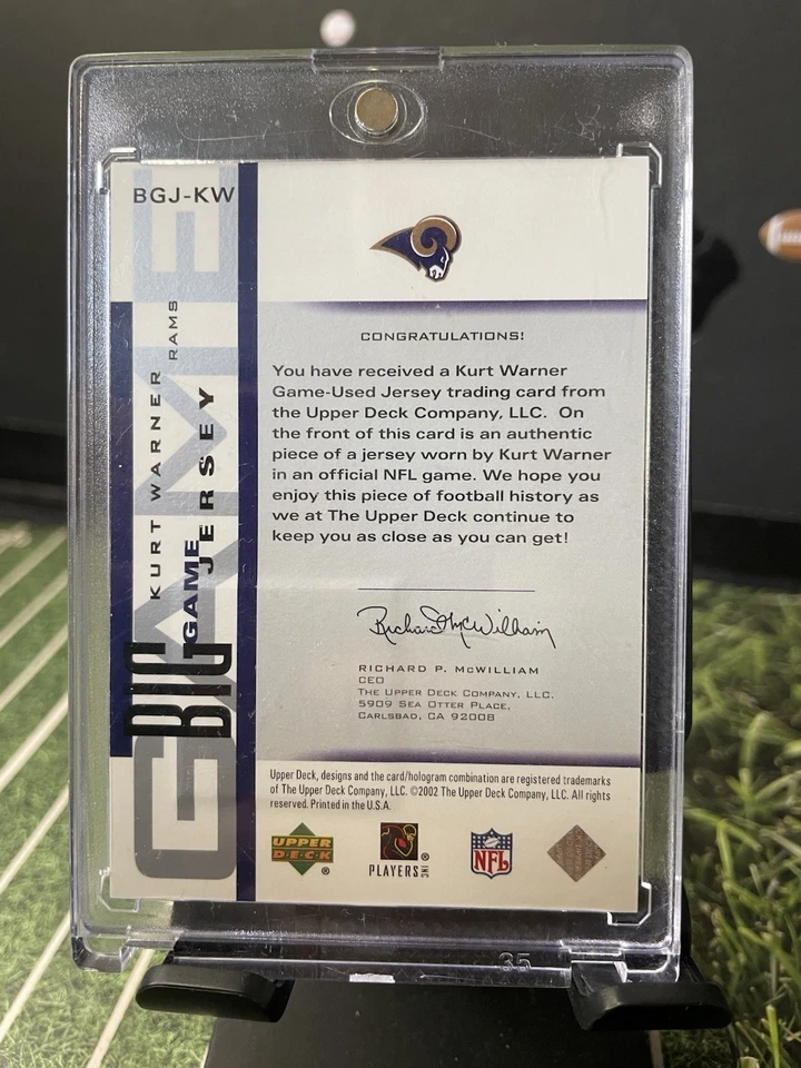 2002 UPPER DECK KURT WARNER BIG GAME JERSEY RAMS PIECE OF HISTORY BGJ-KW - Image 2 of 2