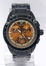 Awesome VERSACE Brown Dial Chronograph Date Indicator Quartz Men's wrist Watch