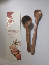 Ryze 2/Wooden Coffee Measuring Scoop & Stir Spoon Brand New