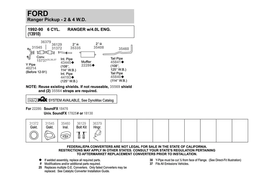 For Ford Ranger 1983-1992 Walker 45840 Aluminized Steel Exhaust Tailpipe Foto 4 de 4