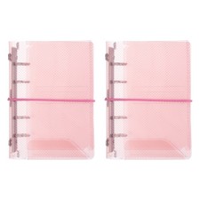 Clear A8 Binder Binder Cover, A8 Notebook Cover, Pink 2Pcs