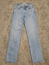 Abercrombie  Fitch The 90's Straight Mid Rise Curve Love Jean Womens Sz 24 Reg
