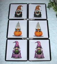 Halloween Gnome Appetizer Plates - Melamine - Set of 6 ~ 13th & ELM - New