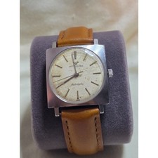 Vintage Wittnauer Automatic Tank Watch Heavy Patina Square Steel Swiss