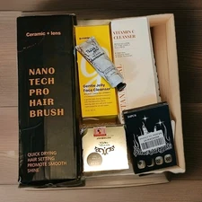 Beauty Bundle Package Nano Tech Pro Hair Brush/Lotion/Fake Nails/ Temp Hair Dye