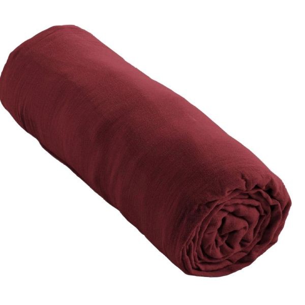 Drap housse 160x200 cm en gaze de coton grand bonnet drap de lit lie de vin