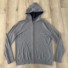 BANANA REPUBLIC Size Large Hooded Full Zip Sweater Hoodie Gray Cotton Nylon