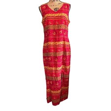 Sag Harbor Womens Boho Resortwear Leopard Floral Paisely Maxi Dress Red Size 14