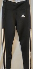 adidas AEROREADY Women's Track Pants Black White Side Stripes Pockets Size M