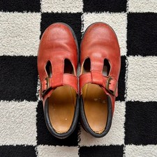 Vintage 90s Red Dr. Martens T-Strap Platform Mary Janes Made in England US 6