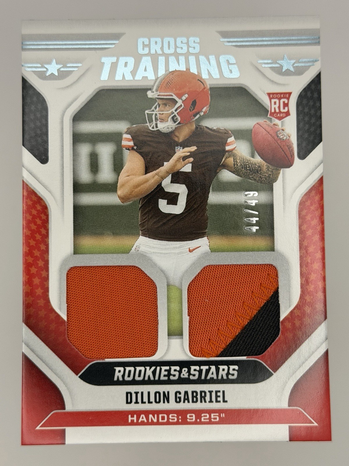 2025 Panini Rookies & Stars- Dillon Gabriel Cross Training #44/49 Dual Patch