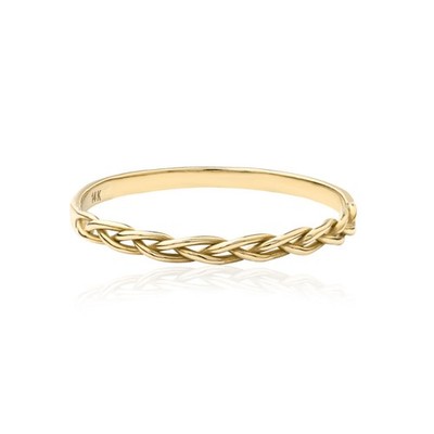 14K Gold geflochtener Ring, halber Eternity gedrehter Ring, schlichter schlichter Goldring