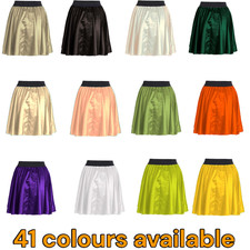 Women's Satin Short Swing Skirt - Flowy Party Wear Belly Dance Costume S70
