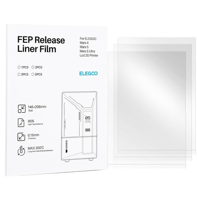FEP-Folie 3er-Set für Mars 4/5 Ultra 3D Drucker, 206x146mm, 0,15mm