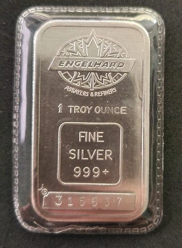 Engelhard 1 oz Silver Bar - Maple Leaf - Blank Reverse - Low Mintage