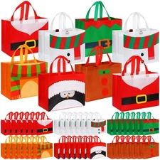 48 Pcs Christmas Bags Bulk for Gifts 12.8 x 9.8 x 6.7 in Large Tote Treat Gro...
