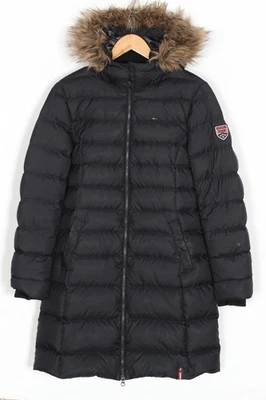 TOMMY HILFIGER DENIM Daunenjacke mit Fellkapuze Long Puffer Damen Größe M MJ6408 - Bild 1 von 4
