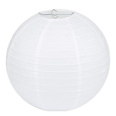 Lampenschirm Rund Weiß Papier Laterne Classic Bamboo Style Gerippter Lampensc...