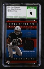 2003 Prestige Jerry Rice #SN-9 Stars of the NFL Jerseys Oakland Raiders CGC 9