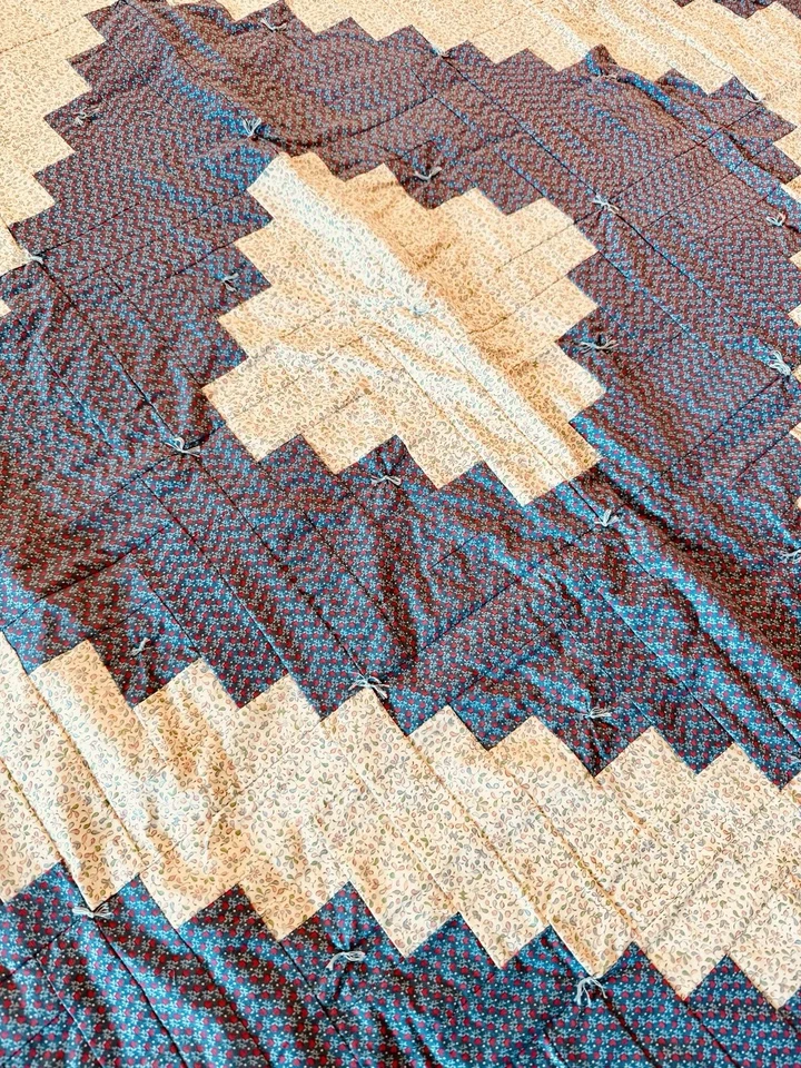 Handmade Lap Quilt Blue Periwinkle & Cream 50.5 X 50.5 Inches - Image 3 of 4