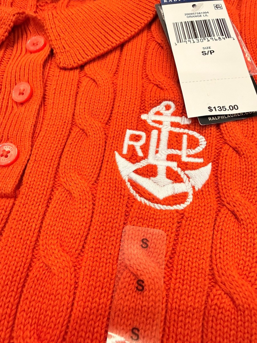 Lauren Ralph Lauren Women's Cable Knit Polo Sweater Anchor Logo