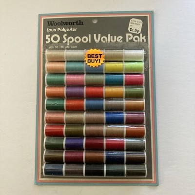Woolworth Sewing Thread  50 Spool Value Pack Spun Polyester Multi Color Vintage