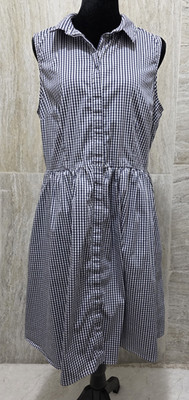 Holly & Whyte by Lindex Blue White Gingham Shirt Dress Collared Button 16