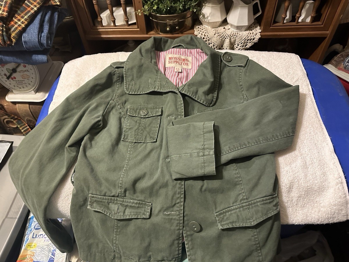 Mossimo Supply Co. Army Green Women's Jacket With Striped Interior