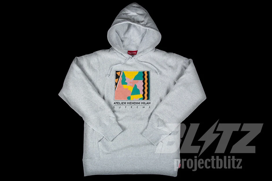 SUPREME MENDINI HOODED SWEATSHIRT ASH GREY S SS16 HOODIE ATELIER MILAN