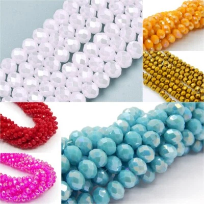 Crystal Rondell 3/4/6/8/10 mm Wahlen Glasperlen Tschechische Kristall Facettiert