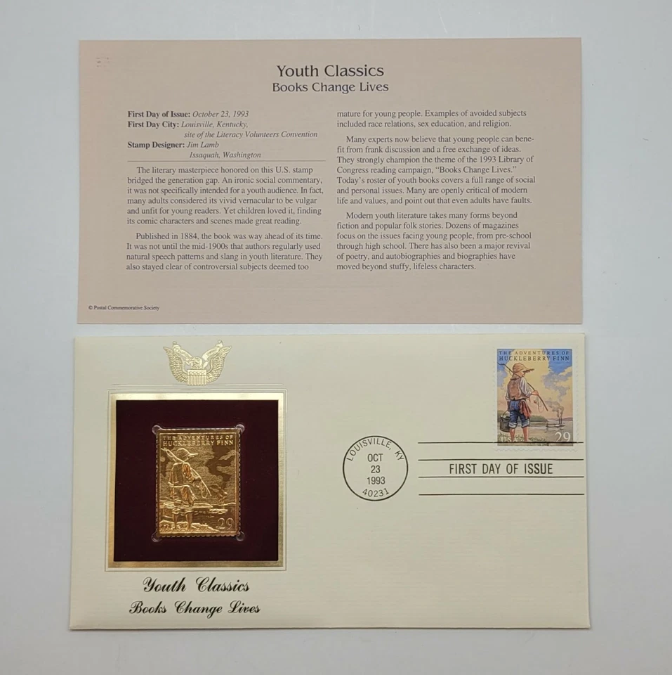 4 Youth Classics 22kt Gold Stamps First Day of Issue 29 Cent Oct 23, 1993. STP75 - Image 4 of 4