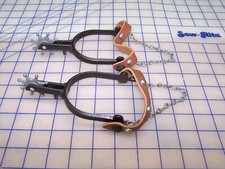 Vintage Children's Toy Cowboy Spurs w/Chains and Leather Straps - Wild West EUC
