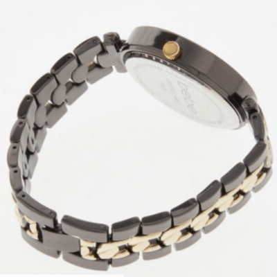 NWT w Box Gorgeous Bebe Bling Quartz Black/Gold Tone Metal  display picture 2