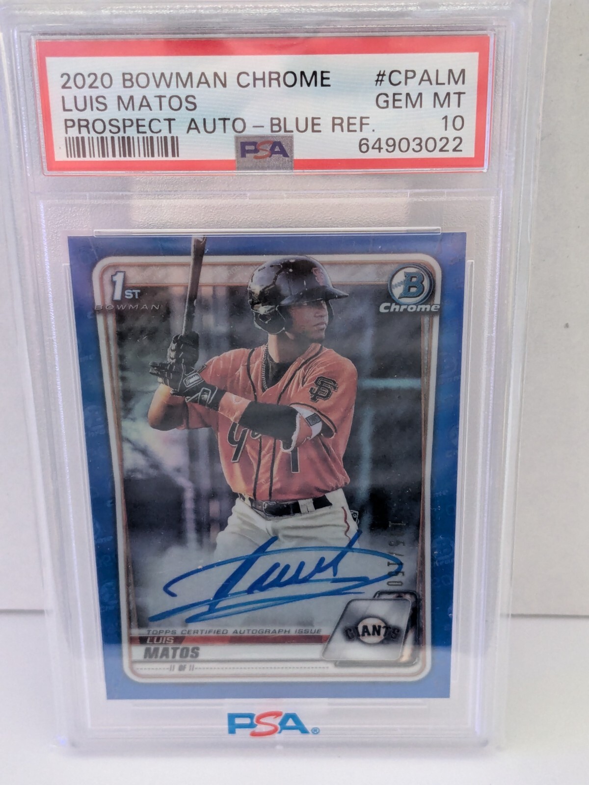 2020 Bowman Chrome BLUE 1st AUTO Luis Matos #'d 135/150 - PSA 10 - GEM!